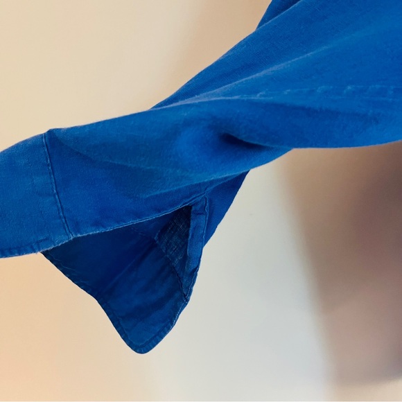 Lauren Ralph Lauren 100% Linen Shirt Women’s XL Blue Button Long Sleeves - Picture 5 of 9